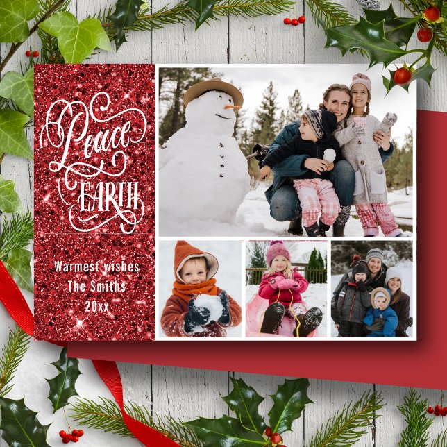 Tarjeta Festiva Festividad de Paz Purpurina Rojo en Navidades foto (Subido por el creador)