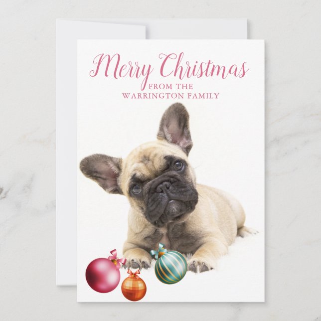 Tarjeta Festiva Festividad de perro personalizada | Bulldog francé (Anverso)