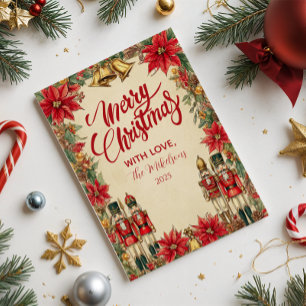 Tarjeta Festiva Festividad de Poinsettia Bells Holiday