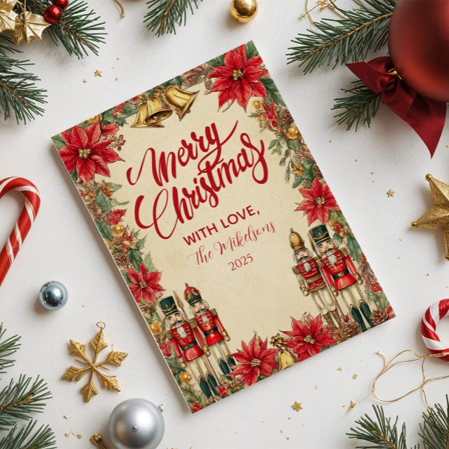 Tarjeta Festiva Festividad de Poinsettia Bells Holiday (Subido por el creador)