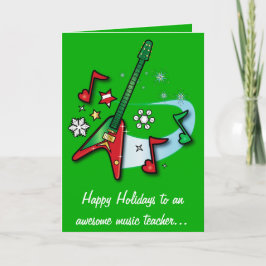 Tarjeta Festiva Festividad de profesor de música con guitarra roja