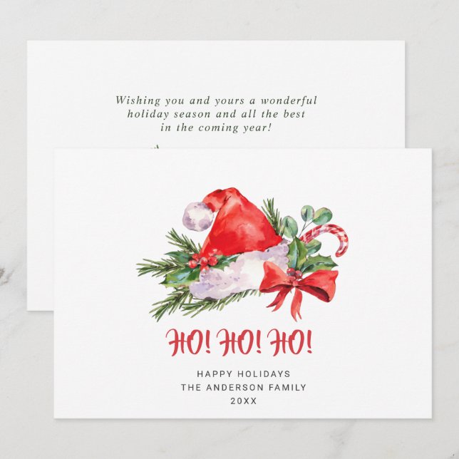 Tarjeta Festiva Festividad de Santa Claus Navidades Gorras saludan (Anverso / Reverso)