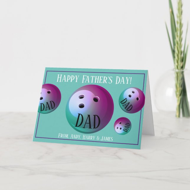 Tarjeta Festiva Festividad del Día de los Padres en boliche deport (Anverso)
