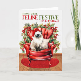 Tarjeta Festiva Festividad del gato de los Navidades birmanos