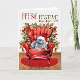 Tarjeta Festiva Festividad del gato de los Navidades grises britán