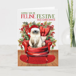 Tarjeta Festiva Festividad del gato de Navidades del Himalaya FELI
