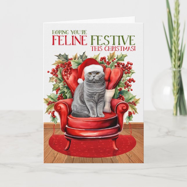 Tarjeta Festiva Festividad del gato FELINE de gato para Navidades  (Anverso)