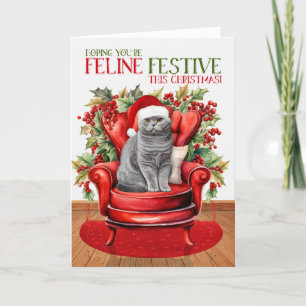 Tarjeta Festiva Festividad del gato FELINE de gato para Navidades