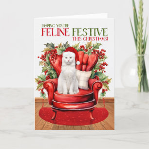 Tarjeta Festiva Festividad del gato FELINE de los Navidades de Sho