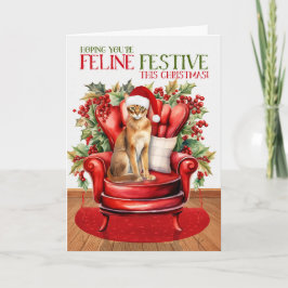 Tarjeta Festiva Festividad del gato FELINE, Navidades abisinos