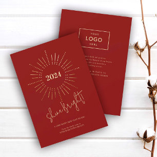 Tarjeta Festiva Festividad del Oro Moderno Sunburst New Years Busi