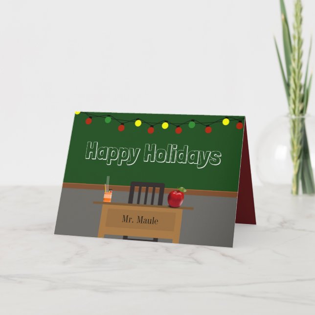 Tarjeta Festiva Festividad del profesor personalizado con luces (Anverso)