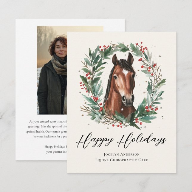 Tarjeta Festiva Festividad Ecuestre de Negocios Foto Corporativa (Anverso / Reverso)