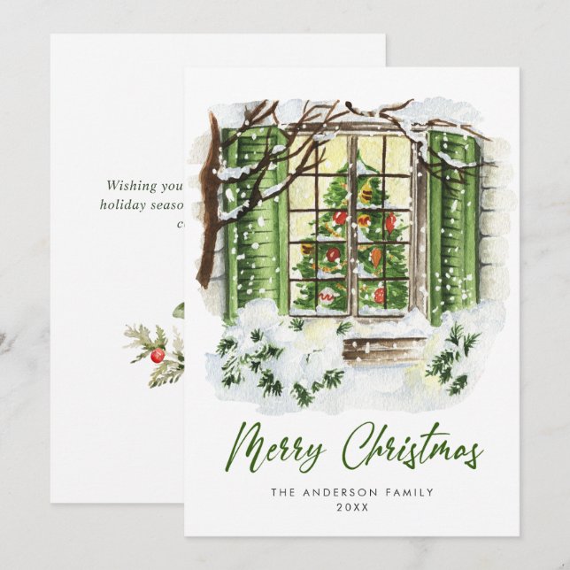 Tarjeta Festiva Festividad en casa de Navidades de la casa de camp (Anverso / Reverso)
