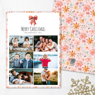Tarjeta Festiva Festividad en Red Bow Coquette con varios Navidade