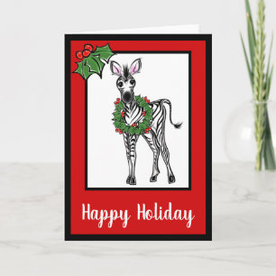Tarjeta Festiva Festividad festividad lindo Cebra dibujar hojas hu