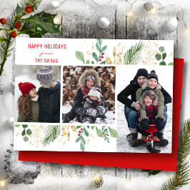 Tarjeta Festiva Festividad floral del follaje verde del guión rojo