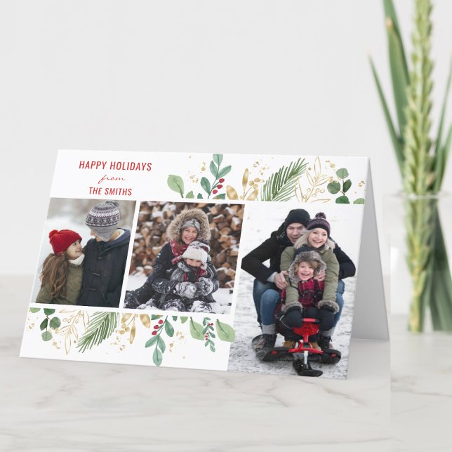 Tarjeta Festiva Festividad floral del follaje verde del guión rojo (Subido por el creador)