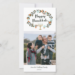 Tarjeta Festiva Festividad Floral Hanukkah