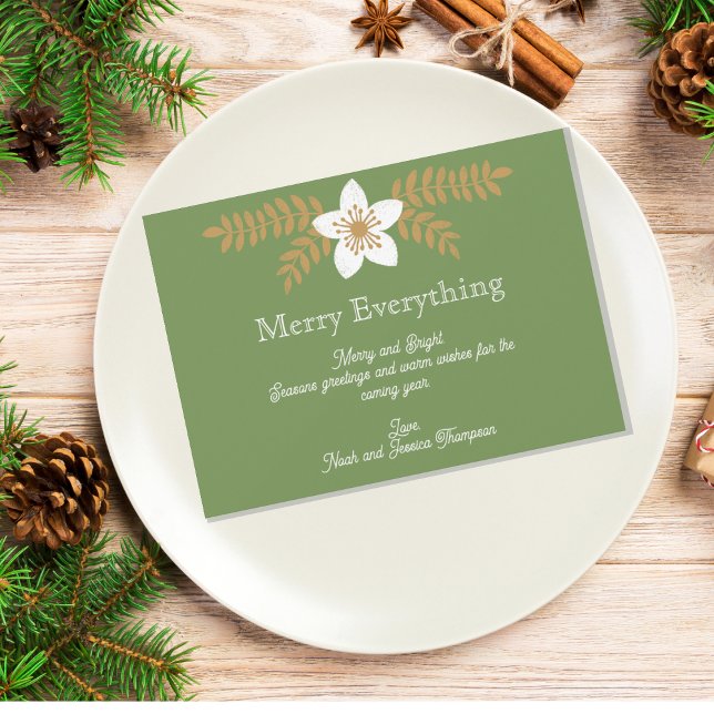 Tarjeta Festiva Festividad floral moderna (Merry Everything Holiday Christmas Card to send to family and friends. )