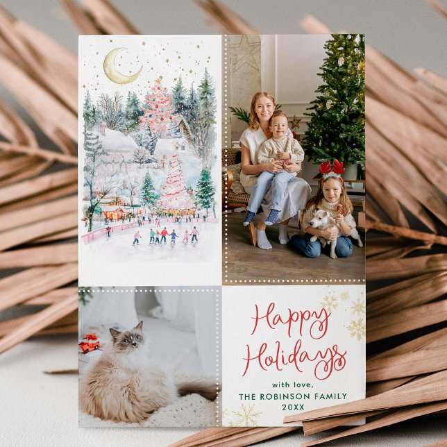 Tarjeta Festiva Festividad Forestal Verde Rojo Felices Fiestas 2 F (Subido por el creador)