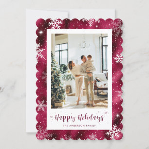 Tarjeta Festiva Festividad fotográfica Cute Red Snowy
