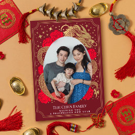 Tarjeta Festiva Festividad fotográfica de Año Nuevo chino