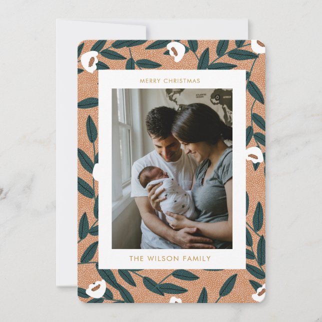 Tarjeta Festiva Festividad fotográfica de familia de navidades Gre (Anverso)