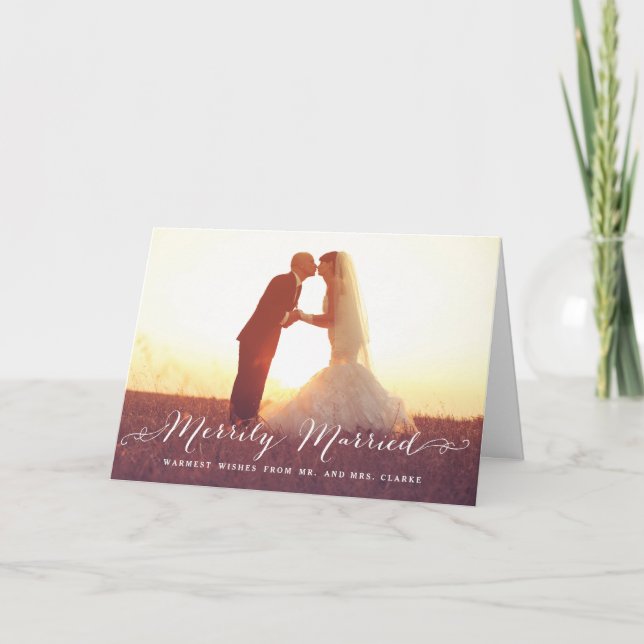 Tarjeta Festiva Festividad fotográfica de Navidades casados (Anverso)