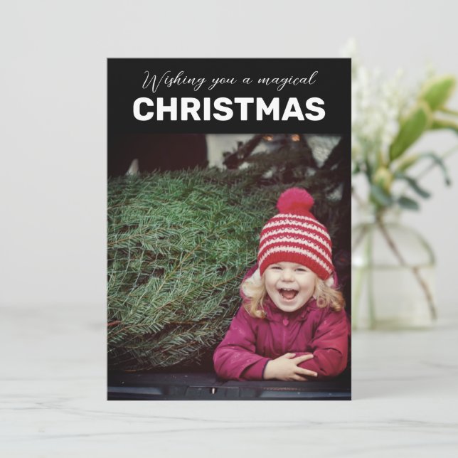 Tarjeta Festiva Festividad fotográfica de Navidades mágicos (Anverso de pie)