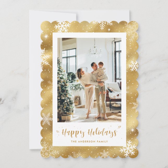 Tarjeta Festiva Festividad fotográfica de oro fresco (Anverso)