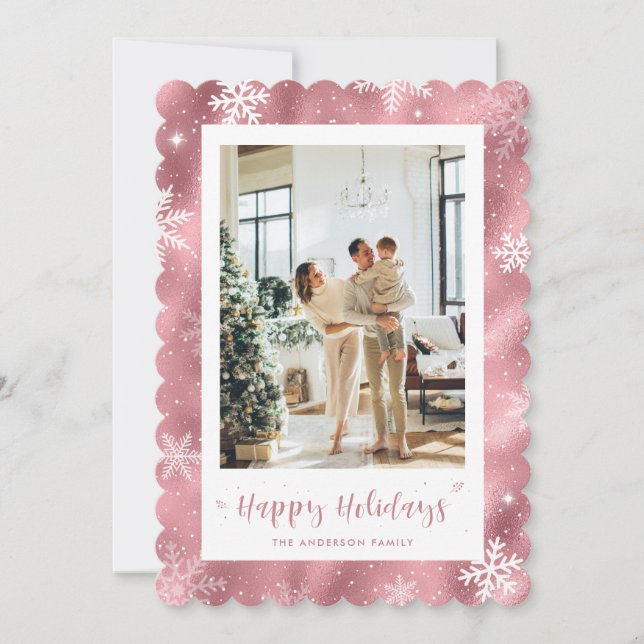 Tarjeta Festiva Festividad fotográfica rosada y suave (Anverso)