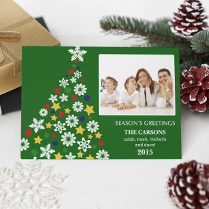 Tarjeta Festiva Festividad Green Christmas Tree Holiday Photocard
