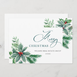 Tarjeta Festiva Festividad Holly Berry Branch Navidades Corporativ