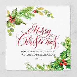 Tarjeta Festiva Festividad Holly Berry Navidades corporativos salu