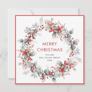 Tarjeta Festiva Festividad Holly Berry Navidades Wreath Corporate