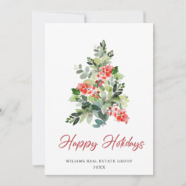 Tarjeta Festiva Festividad Holly Christmas Tree Corporate Greeting