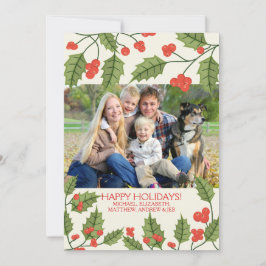 Tarjeta Festiva Festividad Holly Happy Holidays Photo Card