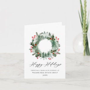 Tarjeta Festiva Festividad Holly Wreath Navidades Saludo Corporati
