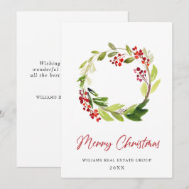 Tarjeta Festiva Festividad Holly Wreath Navidades Saludo Corporati