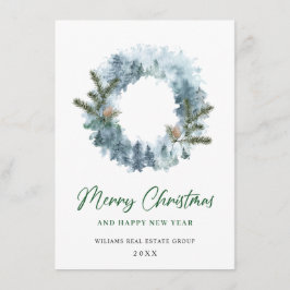 Tarjeta Festiva Festividad Holly Wreath Navidades Saludo Corporati