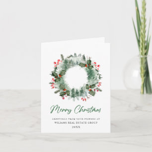 Tarjeta Festiva Festividad Holly Wreath Navidades Saludo Corporati