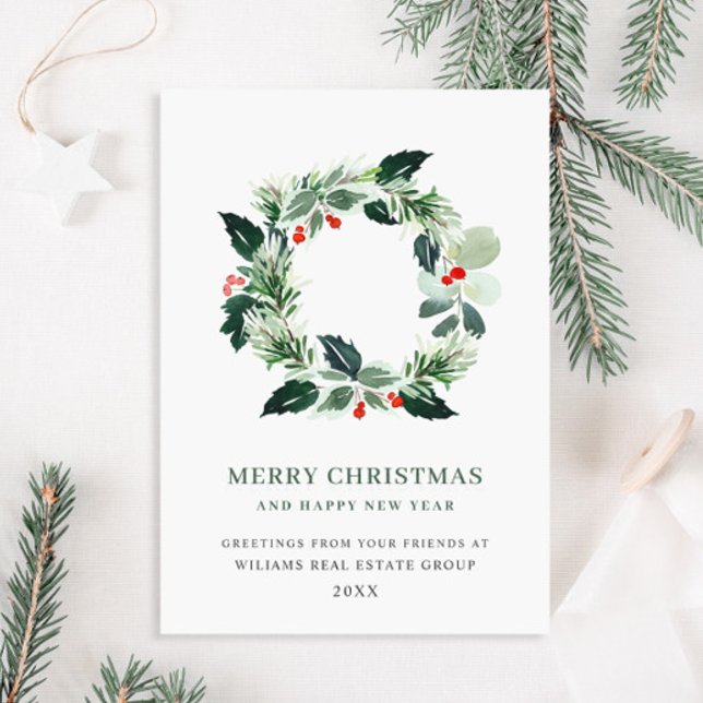 Tarjeta Festiva Festividad Holly Wreath Navidades Saludo Corporati (Subido por el creador)