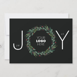 Tarjeta Festiva Festividad JOY Corporate Wreath Berries QR