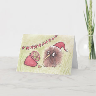 Tarjeta Festiva Festividad Kiwi Bird Santa