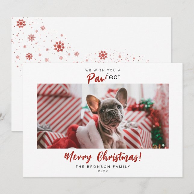 Tarjeta Festiva Festividad Mascota Foto Feliz guión navideño (Anverso / Reverso)