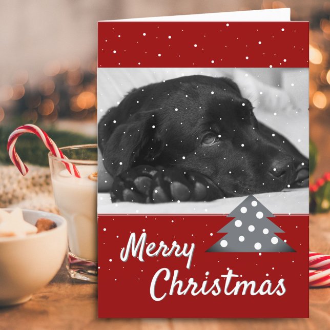 Tarjeta Festiva Festividad Mascota Perro Rojo Árbol de fotos Feliz (Subido por el creador)