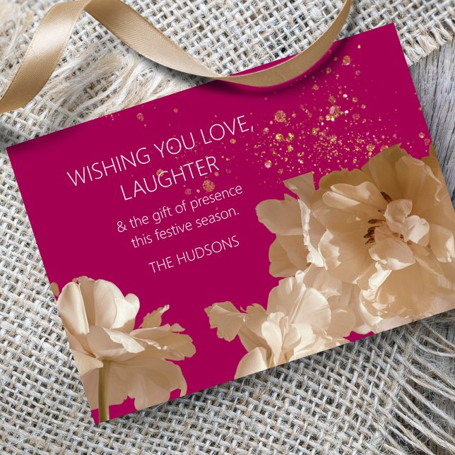 Tarjeta Festiva Festividad moderna Fuschia Navidades de flores de  (Subido por el creador)