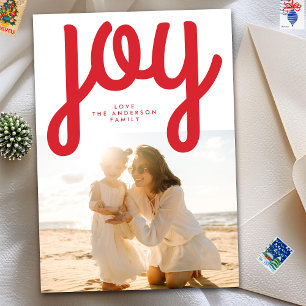Tarjeta Festiva Festividad moderna JOY Navidades rojos Foto