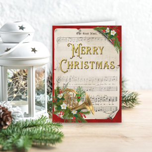 Tarjeta Festiva Festividad musical del Cuerno de navidades Francés